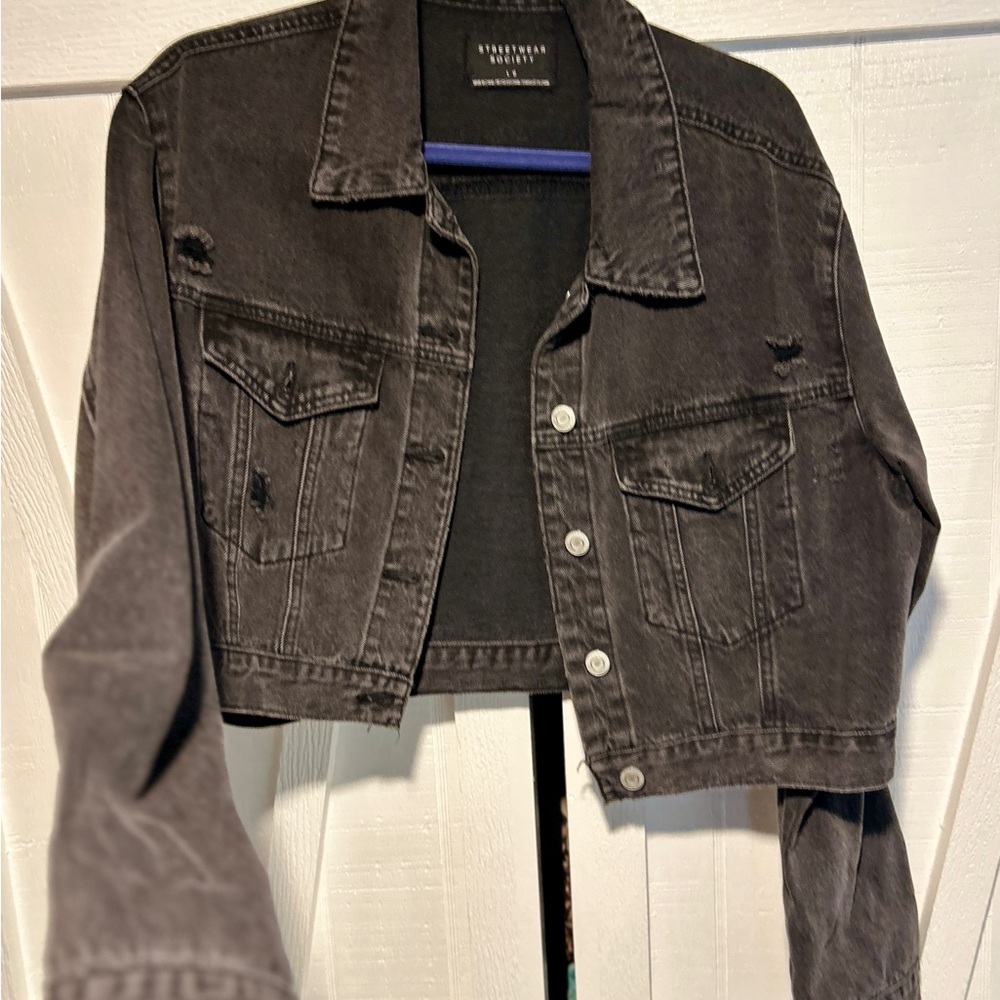 Streetwear Society Charcoal Distressed  Jean Jacket
